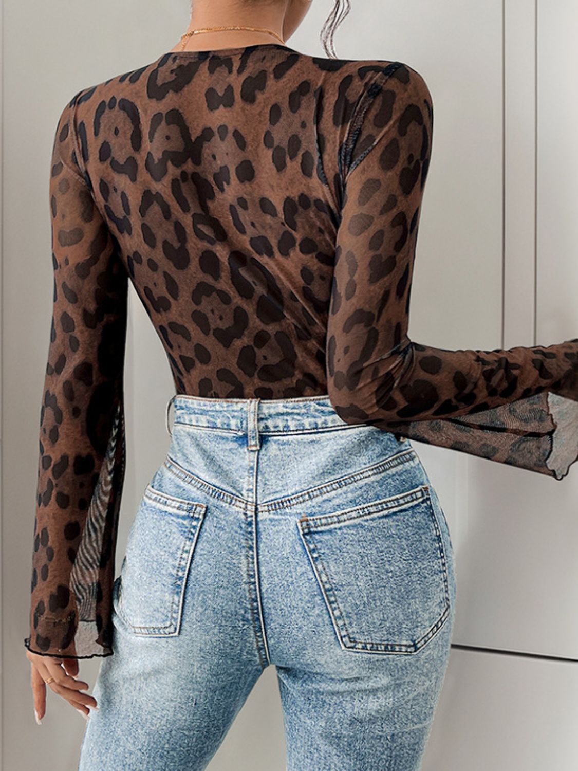 Perfee Leopard V-Neck Lace Bodysuit - Little Miss Vanilla