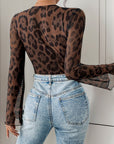 Perfee Leopard V-Neck Lace Bodysuit - Little Miss Vanilla