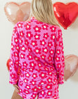 Pink Flower Print Long Sleeve Shirt Shorts Pajamas Set - Little Miss Vanilla