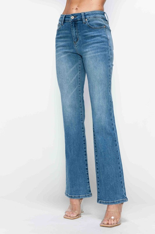 bytos Full Size Cat's Whiskers Mid Rise Bootcut Jeans - Little Miss Vanilla