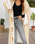 Yellow Bohemian Geometric Printed Loose Sleeve Long Kimono - Little Miss Vanilla