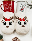 White Christmas Cartoon Pattern Plush Slippers - Little Miss Vanilla