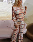 Multicolour Aztec Print Puff Sleeve Pullover and Pants Lounge Outfit - Little Miss Vanilla