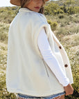 Beige Sherpa Stand Collar Jacket Vest - Little Miss Vanilla