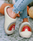 Bright White Rainbow Plush Winter Home Slippers - Little Miss Vanilla