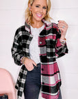 Black Plaid Colorblock Loose Shacket