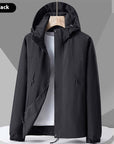 Hooded Windbreaker Unisex Fashion Colorblock Zip-up Jacket With Pockets Waterproof Outwear For Women Men Clothing