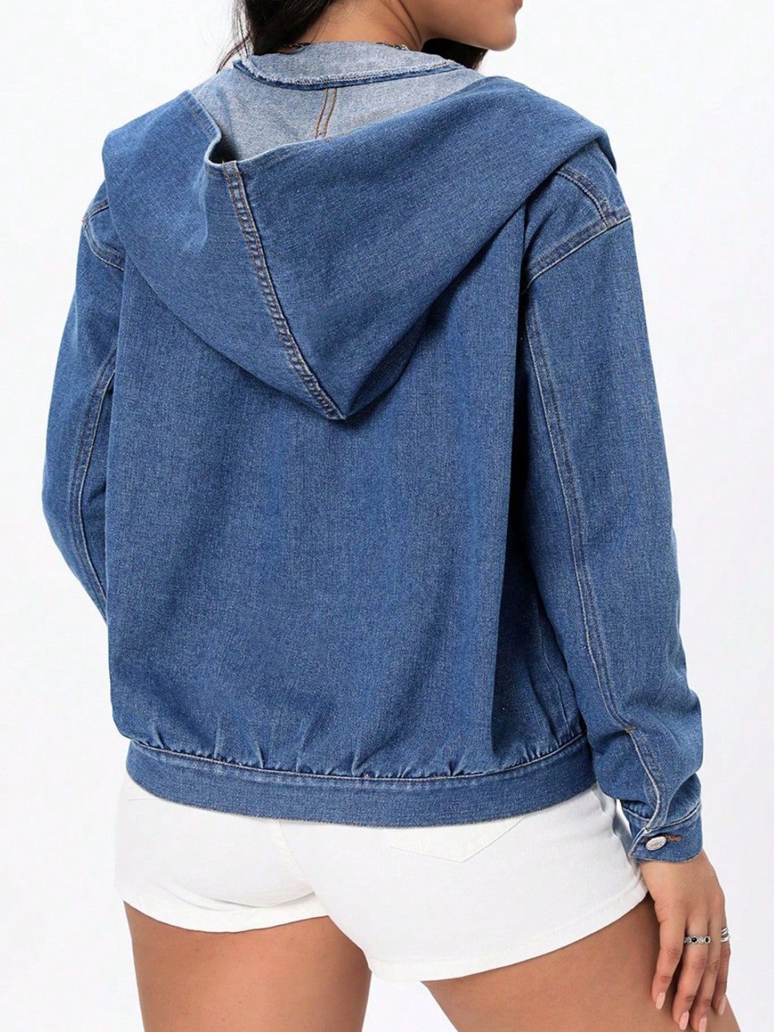 Button Up Hooded Denim Top - Little Miss Vanilla