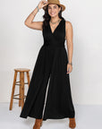 Plus Size V-Neck Wide Leg Jumpsuit - Little Miss Vanilla