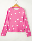 Pink Valentine Heart Print Long Sleeve Tee and Shorts Lounge Set - Little Miss Vanilla