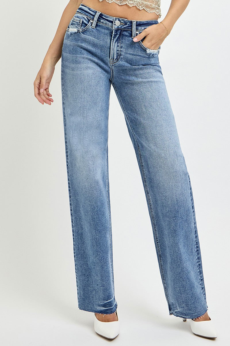 RISEN Full Size High Rise Straight Leg Jeans with Pockets - Little Miss Vanilla