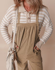 Gray Morn Solid Pocketed Loose Fit Corduroy Overall