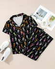 Black Halloween Pattern Short Sleeve Shirt Pajama Set - Little Miss Vanilla