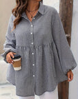 Plus Size Plaid Collared Neck Long Sleeve Shirt - Little Miss Vanilla