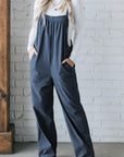 Real Teal Solid Pocketed Loose Fit Corduroy Overall