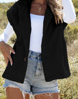 Black Sherpa Stand Collar Jacket Vest - Little Miss Vanilla