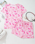 Pink Western Boots Printed Short 2pcs Lounge Set