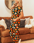 Orange Halloween Pattern Short Sleeve Shirt Pajama Set - Little Miss Vanilla