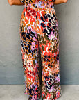 Black Multicolor Leopard Print Halter Tank Top and Pants Set