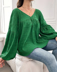 Plus Size Texture V-Neck Long Sleeve Top - Little Miss Vanilla