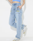 Flower High Rise Straight Leg Jeans with Pockets - Little Miss Vanilla