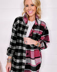 Black Plaid Colorblock Loose Shacket