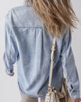 Pocketed Collared Neck Denim Top - Little Miss Vanilla