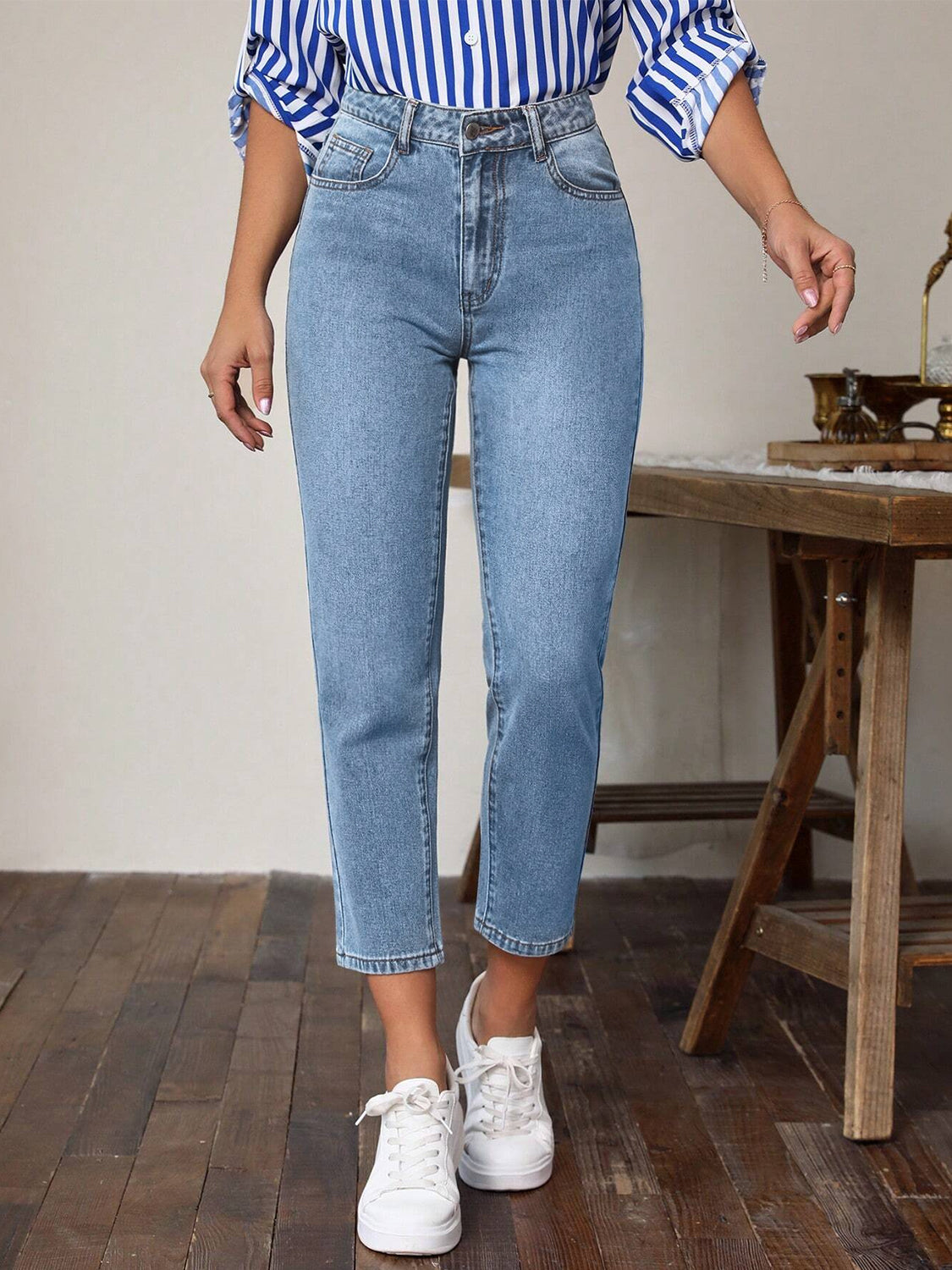 High Waist Jeans with Pockets - Little Miss Vanilla