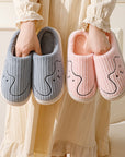 Striped Cat Slippers Indoor Couple Non-slip Floor Bedroom Slipper Winter Warm Plush House Shoes Women Men