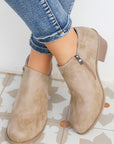 Philippine Gray Tulip Opening Suede Ankle Boots - Little Miss Vanilla