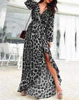 Casual Leopard Print V-neck Maxi Dress - Little Miss Vanilla