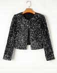 Black Sequined Open Front Cropped Jacket - Little Miss Vanilla