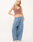 And The Why Elastic Back Pleated Baggy Jeans - Little Miss Vanilla