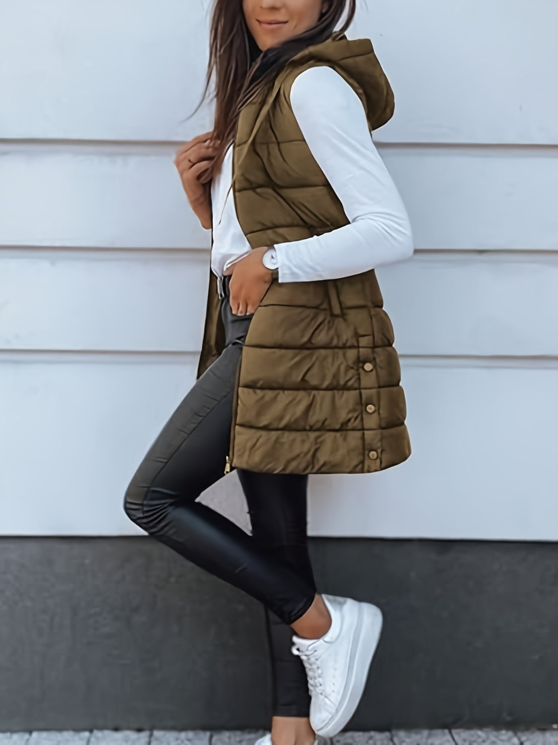 Plus Size Zip Up Hooded Vest Coat - Little Miss Vanilla