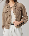 Pocketed Collared Neck Denim Jacket - Little Miss Vanilla