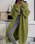 Knitted Long Cardigan With Pockets Fashion All-match Lantern-sleeved Coat - Little Miss Vanilla