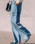 Drawstring Cargo Pocket Wide Leg Jeans - Little Miss Vanilla