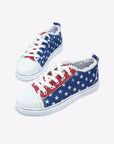 Multicolor American Flag Stars Printed Frayed Detail Lace-up Shoes - Little Miss Vanilla