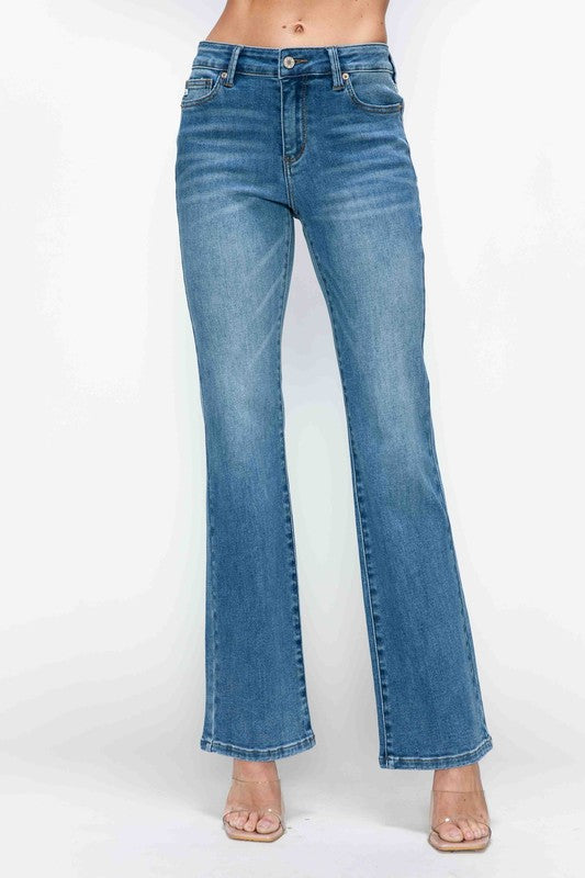 bytos Full Size Cat's Whiskers Mid Rise Bootcut Jeans - Little Miss Vanilla