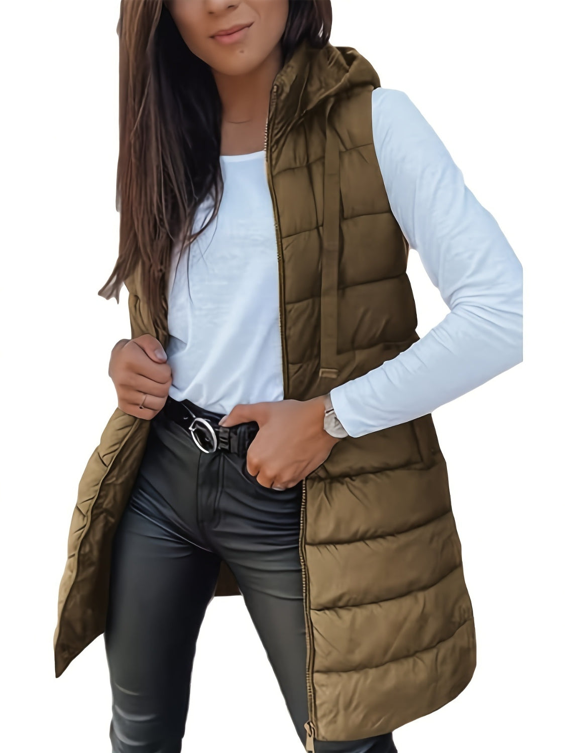 Plus Size Zip Up Hooded Vest Coat - Little Miss Vanilla