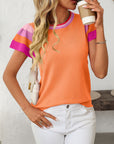 Mandy Contrast Round Neck Short Sleeve Knit Top - Little Miss Vanilla