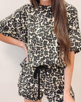 Black Cheetah Printed Casual Tee and Shorts Lounge Set - Little Miss Vanilla