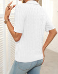 Mandy Cable Knit Johnny Collar Half Sleeve Sweater - Little Miss Vanilla