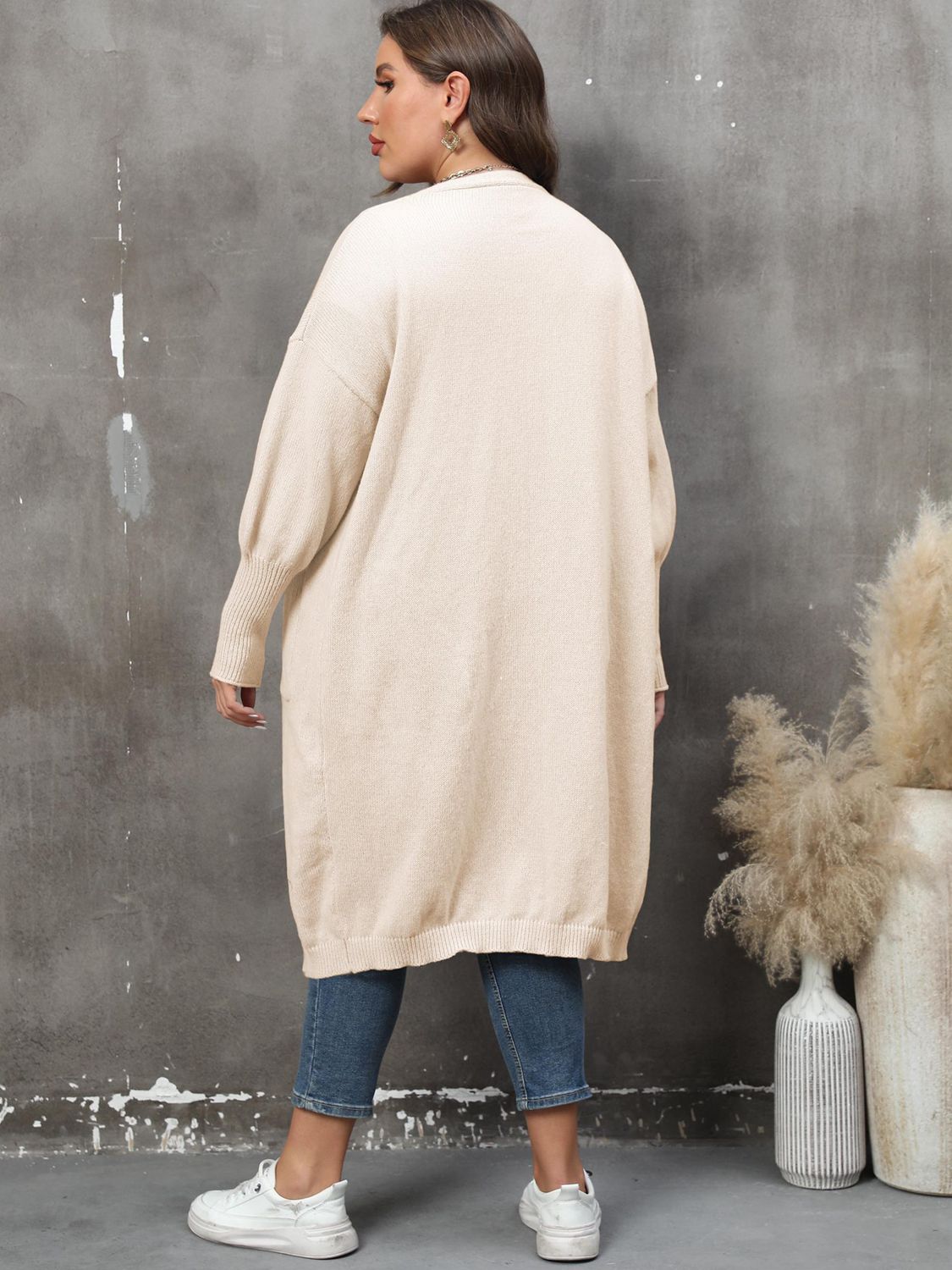 Plus Size Long Sleeve Pocketed Cardigan - Little Miss Vanilla