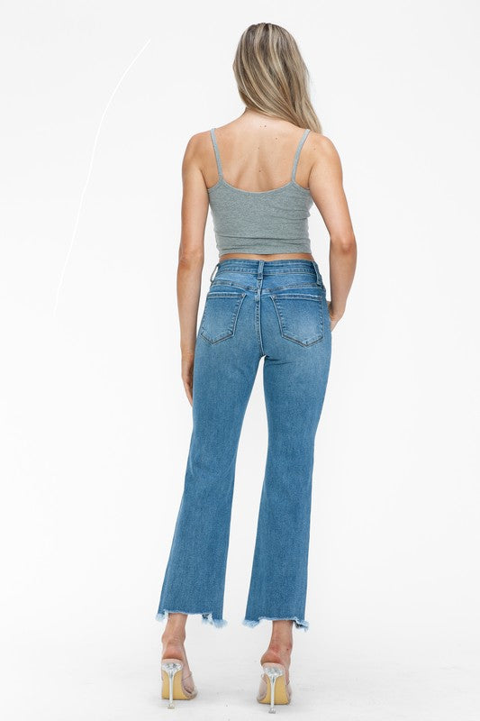 bytos Raw Hem Distressed Mid Rise Crop Jeans - Little Miss Vanilla