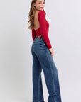 Judy Blue Full Size Raw Hem Mid Rise Jeans - Little Miss Vanilla