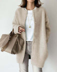 Loose Round Neck Single Breasted Cardigan Fashion Solid Color Coat Jacket Autumn And Winter Women's Clothing