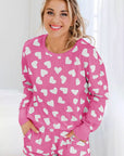 Pink Valentine Heart Shape Print Long Sleeve Top Shorts Lounge Set - Little Miss Vanilla