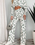 Beige Leopard Animal Print Long Sleeve and Pants Loungewear Set - Little Miss Vanilla