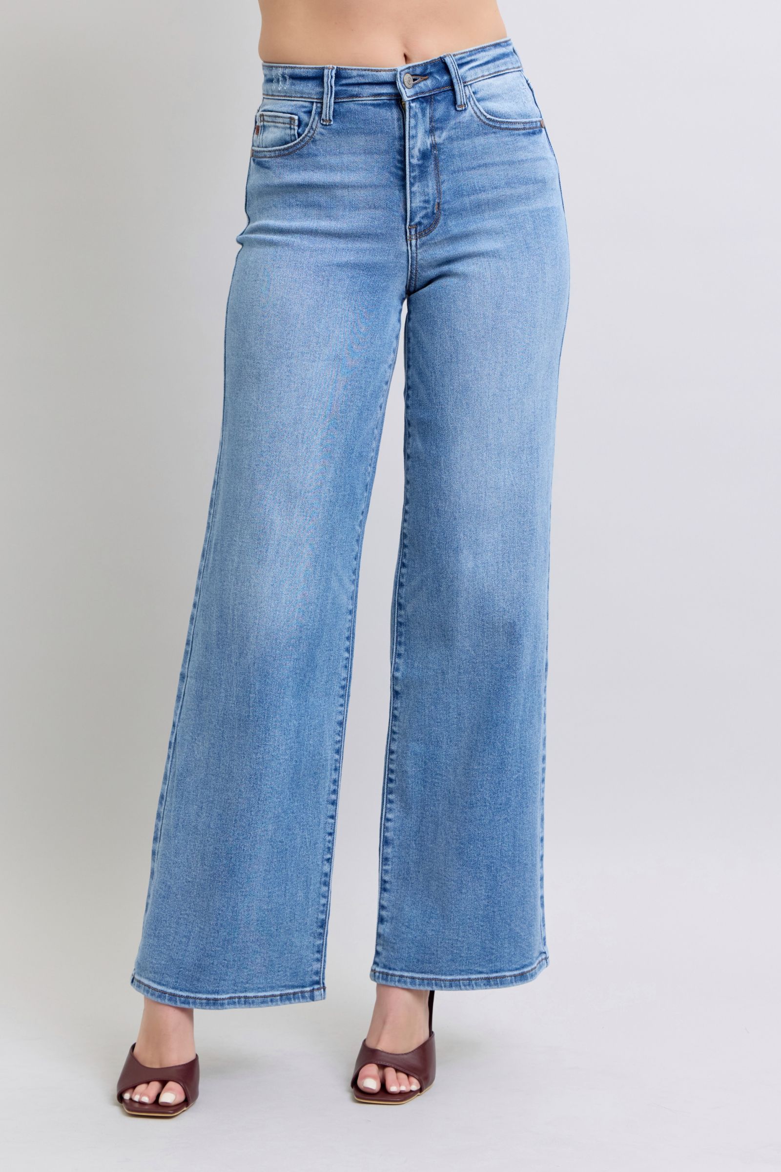 Judy Blue Full Size Wide Leg Jeans with Pockets - Little Miss Vanilla